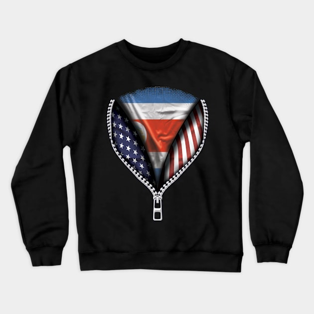 Costa Rican Flag  Costa Rica Flag American Flag Zip Down - Gift for Costa Rican From Costa Rica Crewneck Sweatshirt by Country Flags